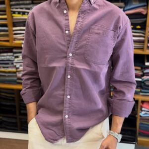 Men's Premium Solid Mauve Cotton Casual Shirt